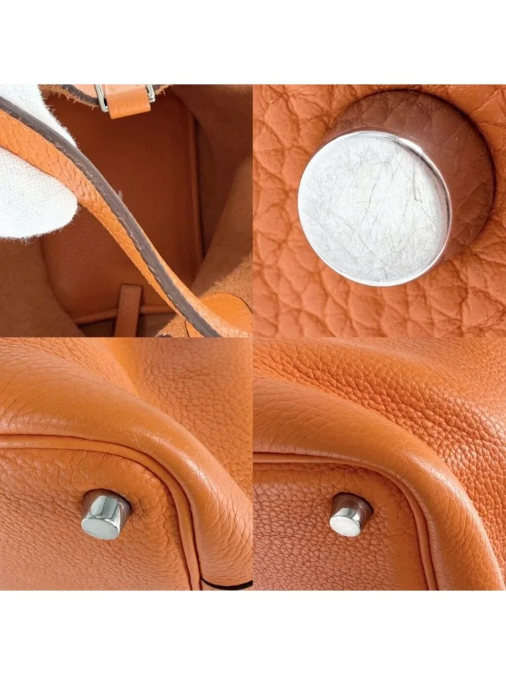 Hermes Handbag Picotin PM Leather Orange Silver